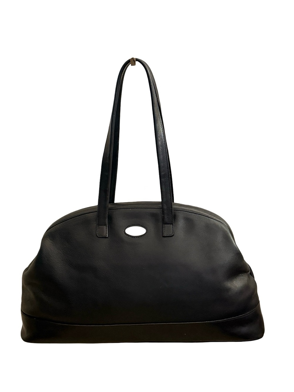 Vintage Furla Black Leather Dome Shoulder Bag With Silver Logo Made in Italy - Picture 4 of 17